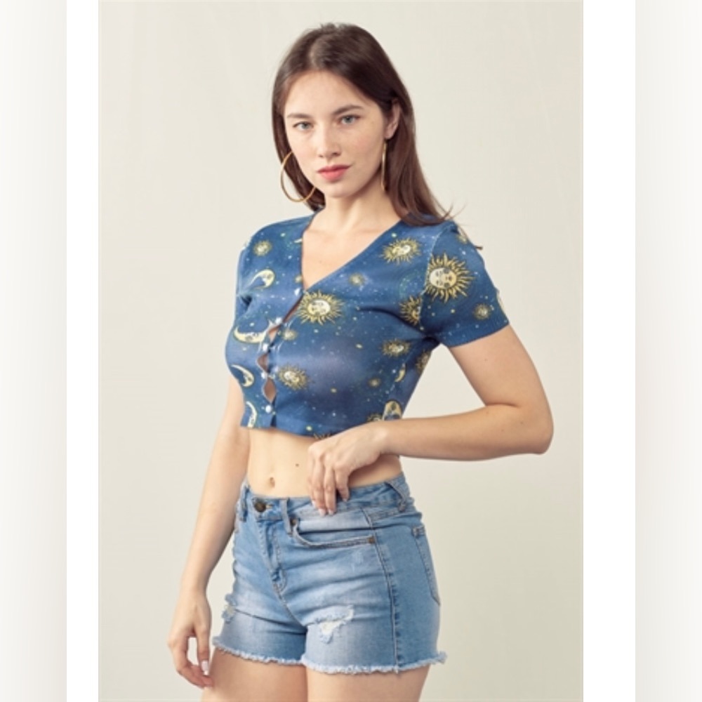 Papaya Sun and Moon Cropped Shirt